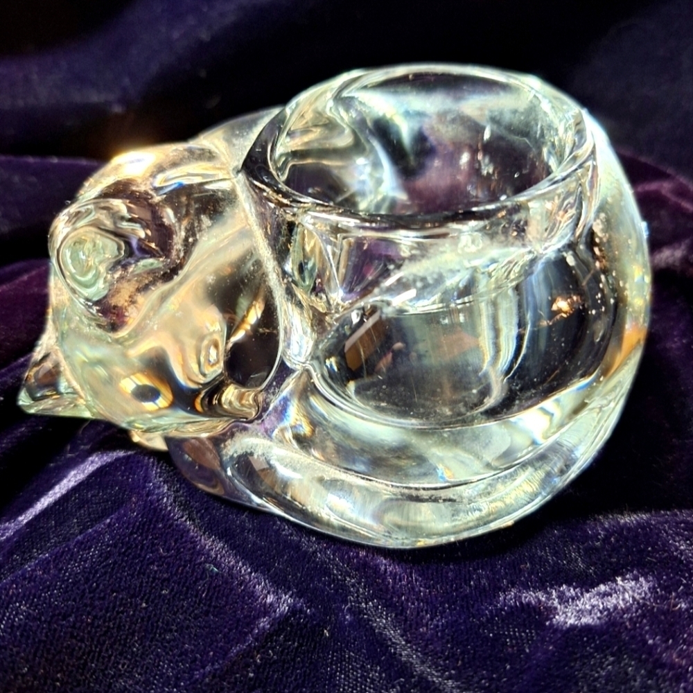 Crystal glass votive Cat
